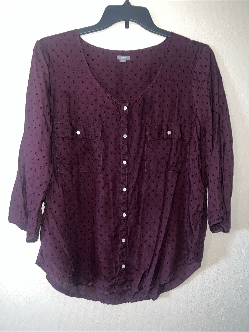 aerie Plum Textured Button-Down Blouse size XL